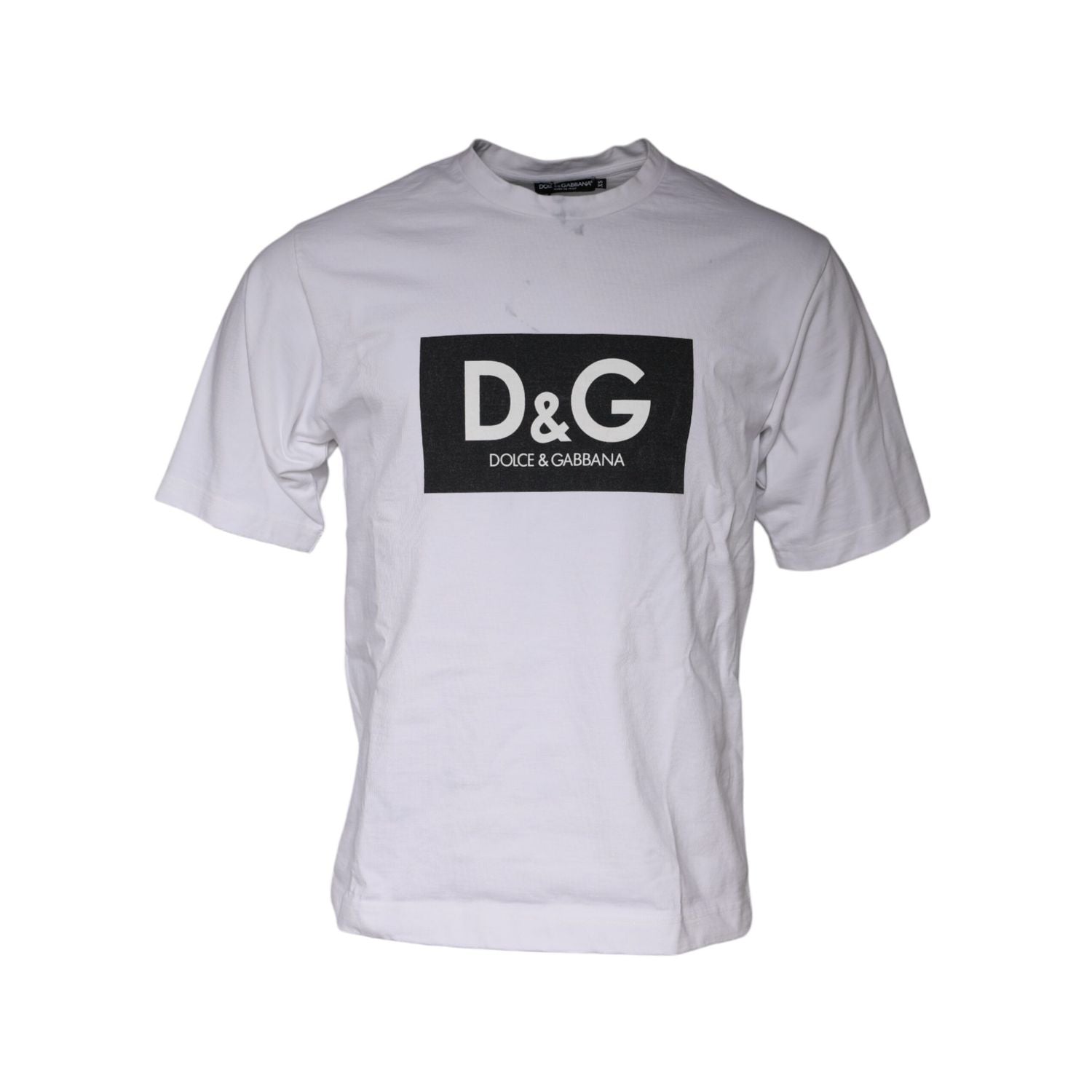 Dolce & Gabbana White Logo Print Cotton Crew Neck T-shirt