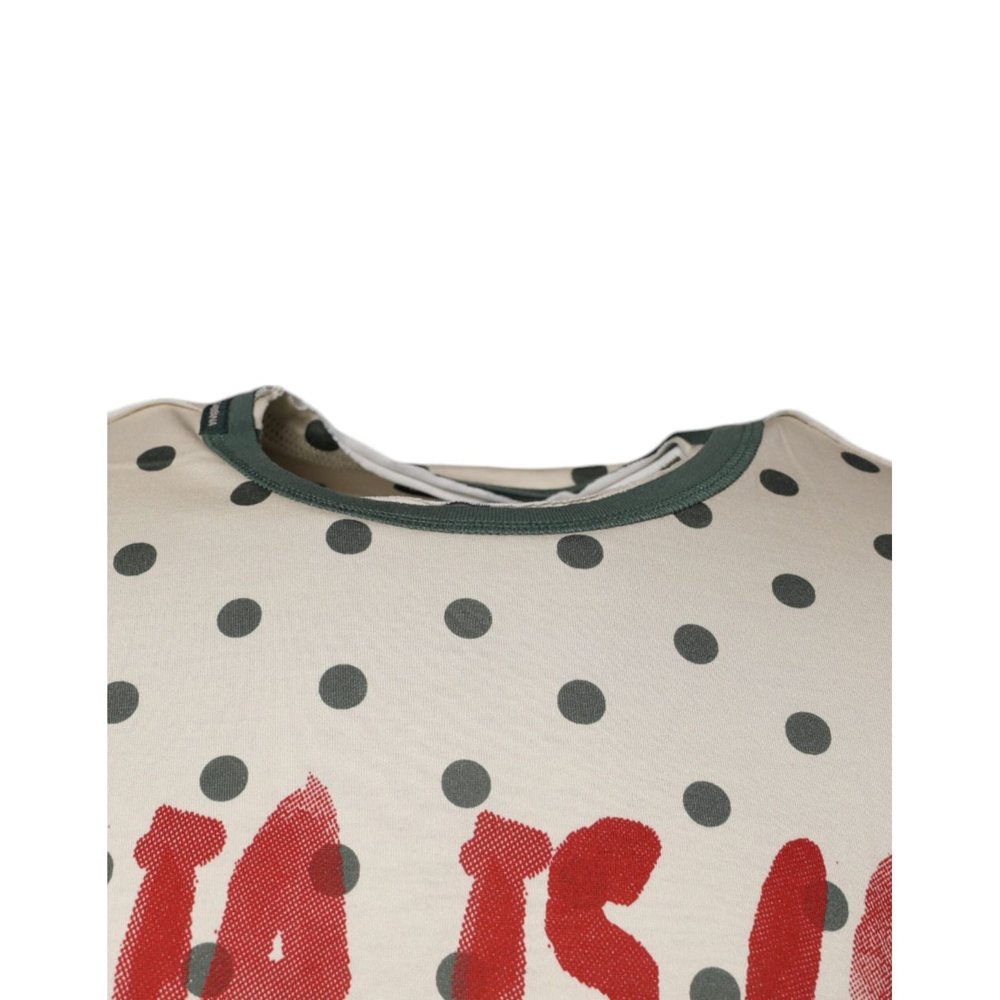 Dolce & Gabbana Beige Graphic Print Polka Dot Cotton T-shirt