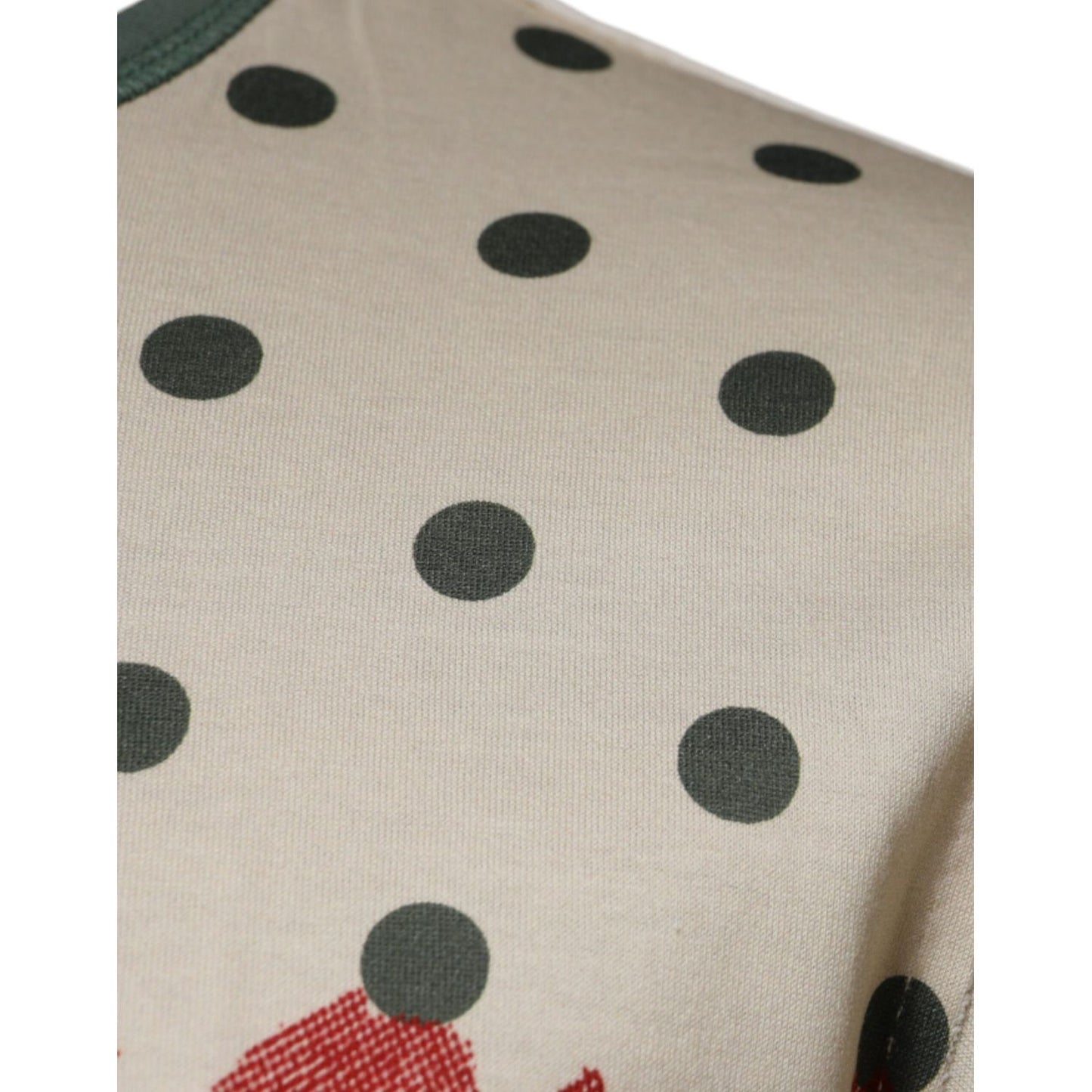 Dolce & Gabbana Beige Graphic Print Polka Dot Cotton T-shirt