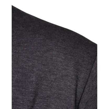 Dolce & Gabbana Gray Logo Patch Cotton Crew Neck T-shirt