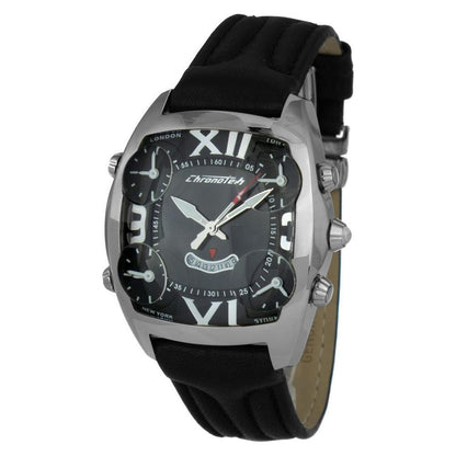 Chronotech Black Leather Watch