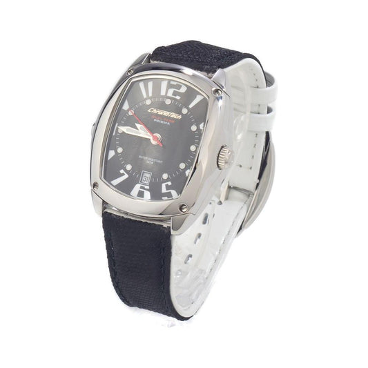 Chronotech Black Leather Watch