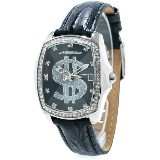 Chronotech Black Leather Watch CHCT7896LS103AC