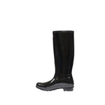Hunter Black Recycled Polyester Ankle boot, tall design, non-slip sole, adjustable buckle, ideal for rain and outdoor activities.