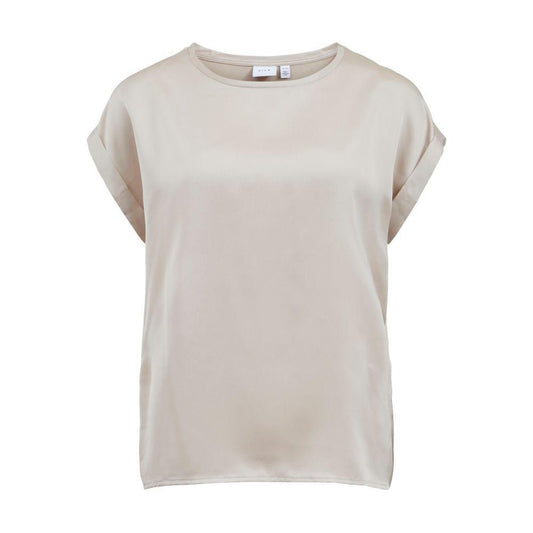 Vila Clothes Gold Cotton T-Shirt VI-6296900155-IT38|XS