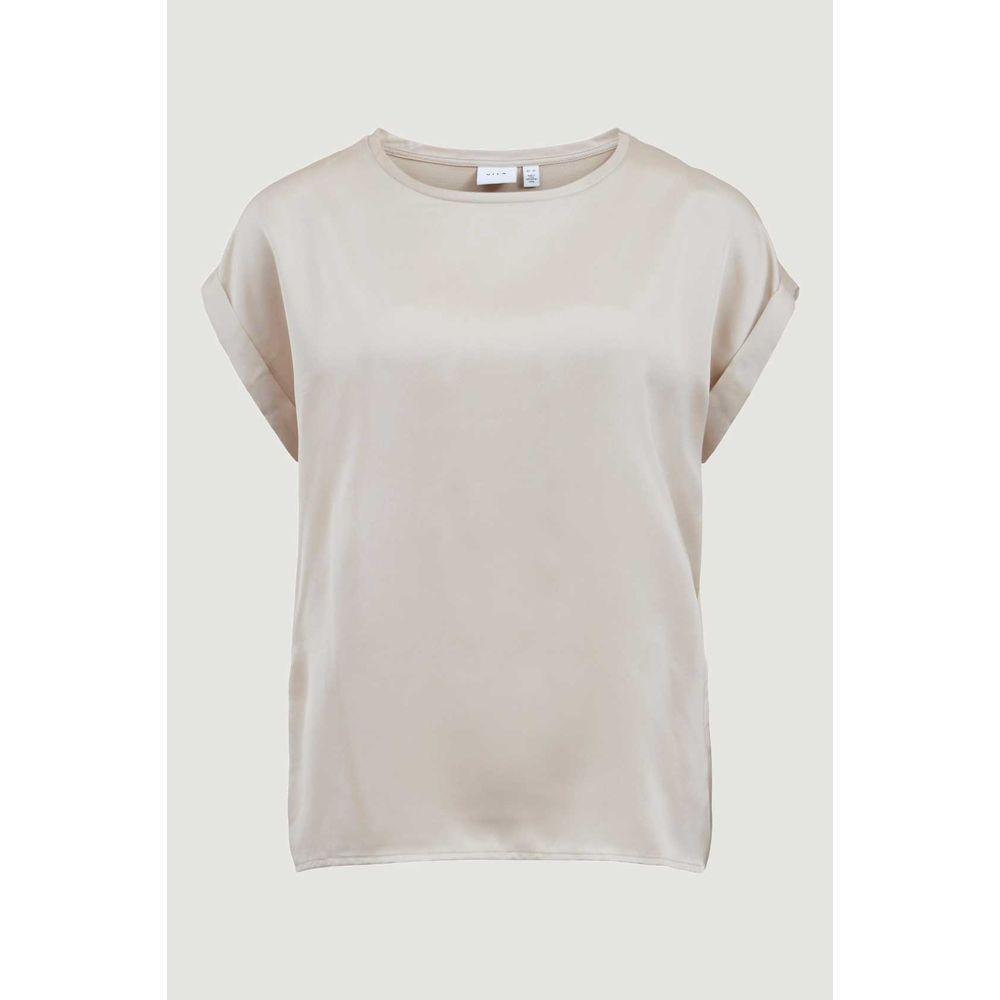 Vila Clothes Gold Cotton T-Shirt VI-6296900155-IT36|XXS