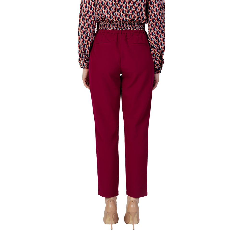 Vila Clothes Bordeaux Polyester Casual Pants