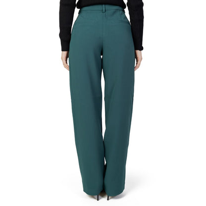 Vila Clothes Green Recycled Polyester Flared Pants