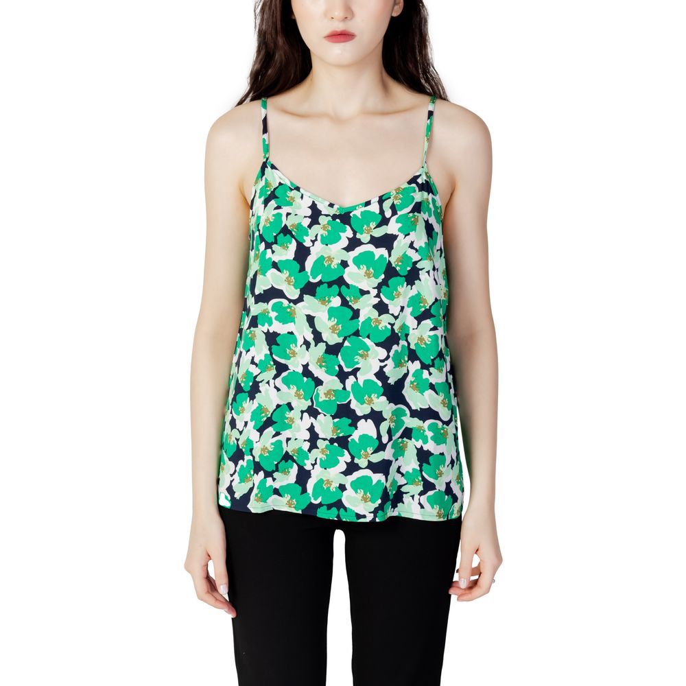 Jacqueline De Yong Green Cotton Tank Tops