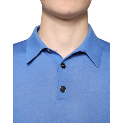 Dolce & Gabbana Blue Cashmere Short Sleeves Men Polo T-shirt