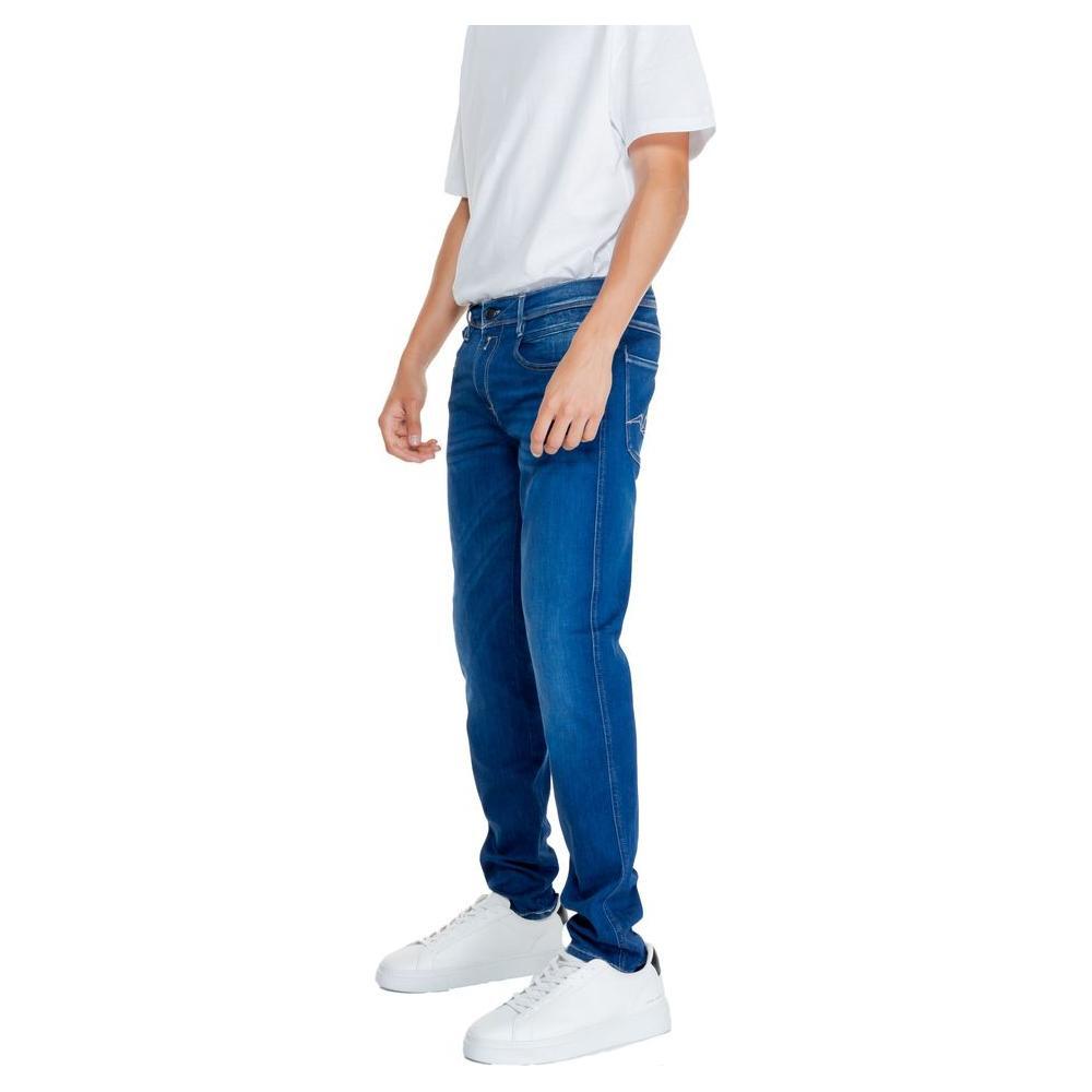 Replay Blue Cotton Relaxed Fit Jean