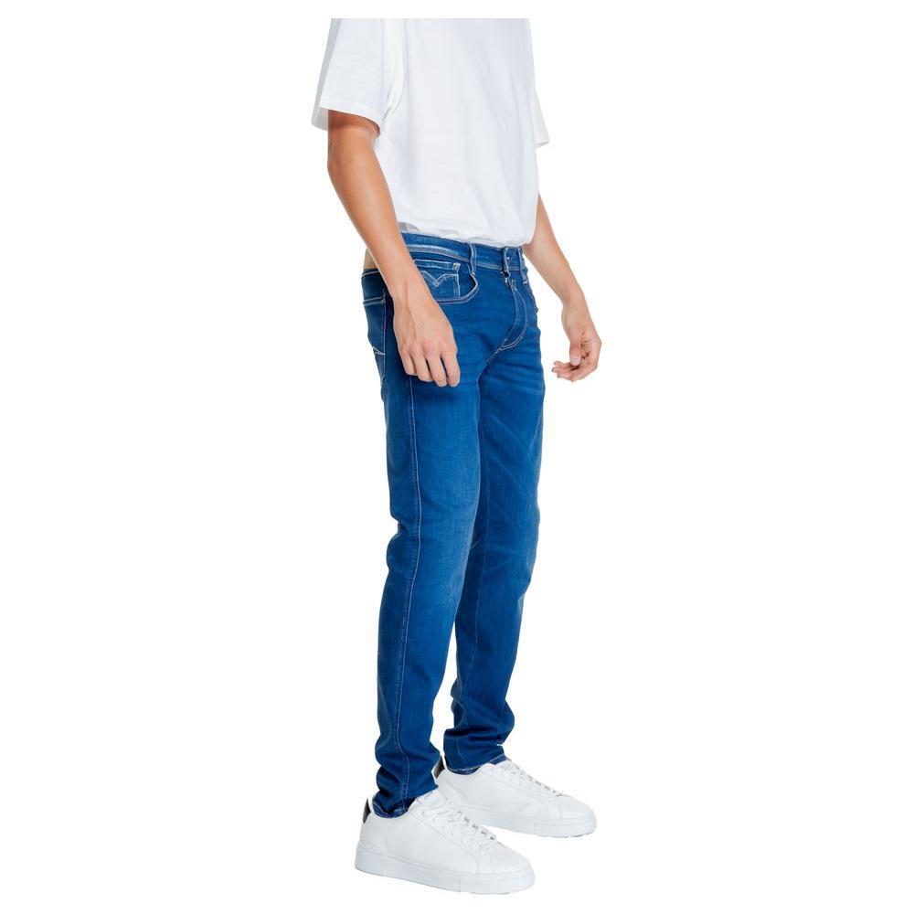 Replay Blue Cotton Relaxed Fit Jean