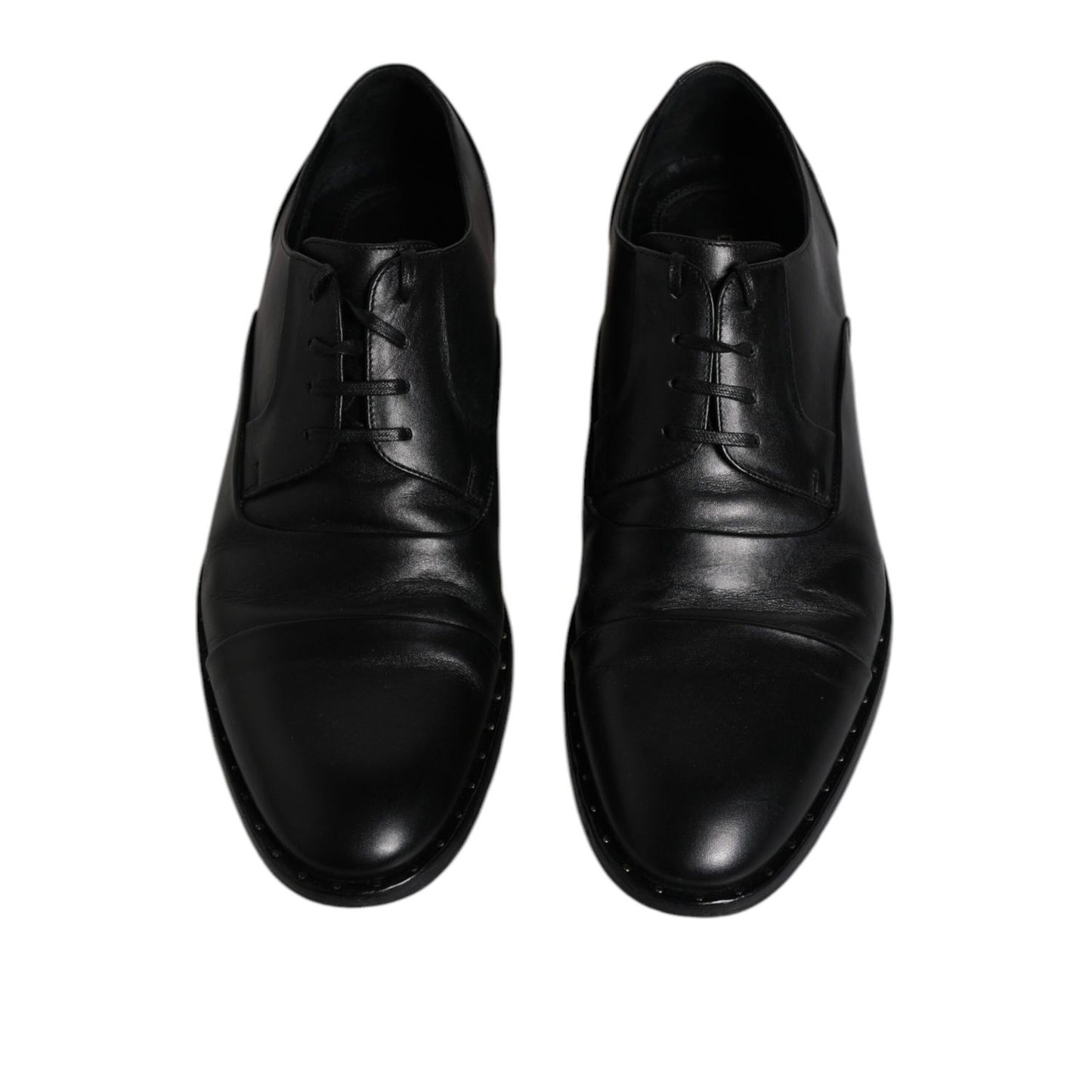 Dolce & Gabbana Black Leather Lace Up Men Derby Formal Shoes
