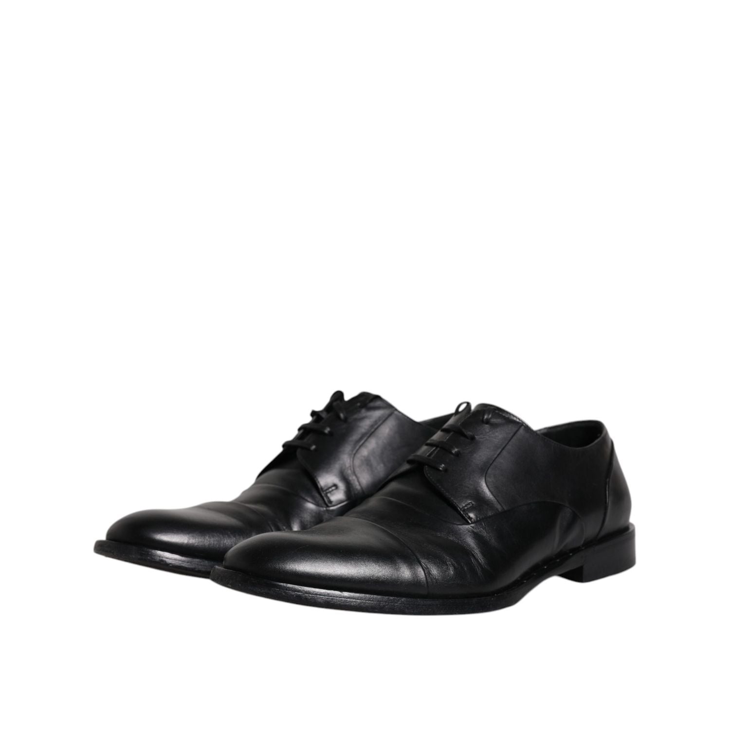 Dolce & Gabbana Black Leather Lace Up Men Derby Formal Shoes