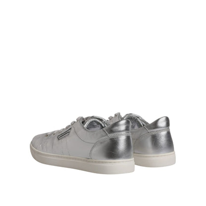 Dolce & Gabbana Silver London Low Top Leather Sneakers Shoes