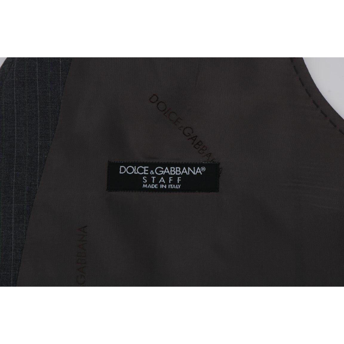 Dolce & Gabbana Gray STAFF Cotton Striped Vest