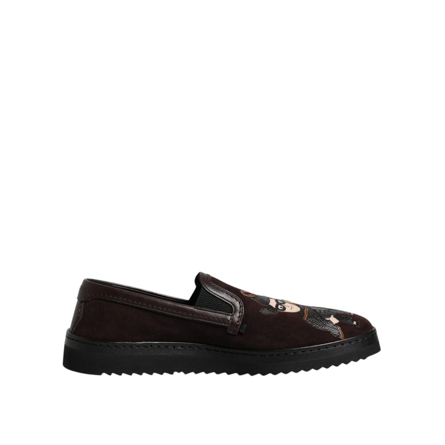 Dolce & Gabbana Brown Suede DG Family Slip On Flats Shoes