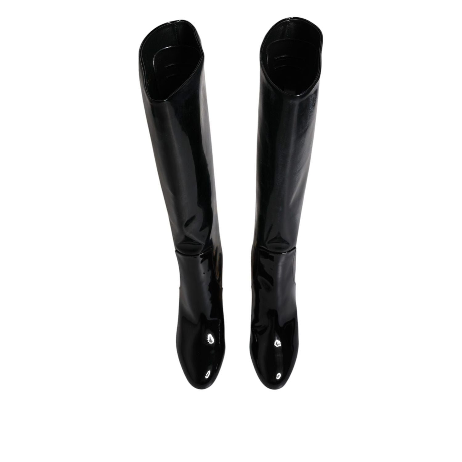 Dolce & Gabbana Black Patent Leather Vally High Boots Shoes