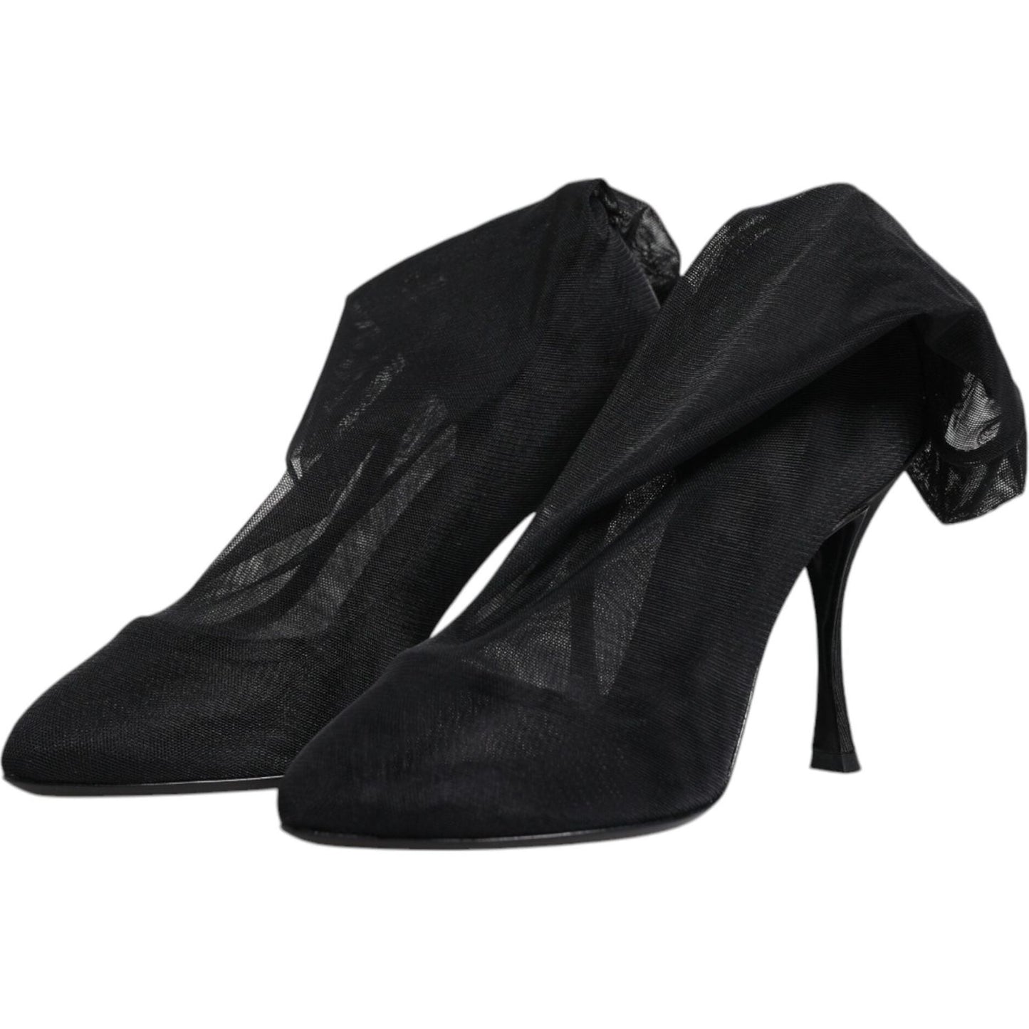 Dolce & Gabbana Black Silk Stretch Mesh Sock Boots Shoes LA11994-36.5