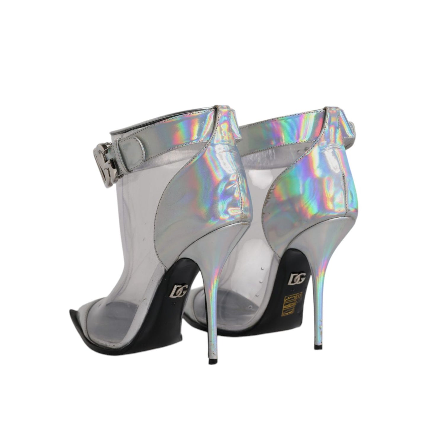 Dolce & Gabbana Silver Iridescent Pointed Short Boots Shoes