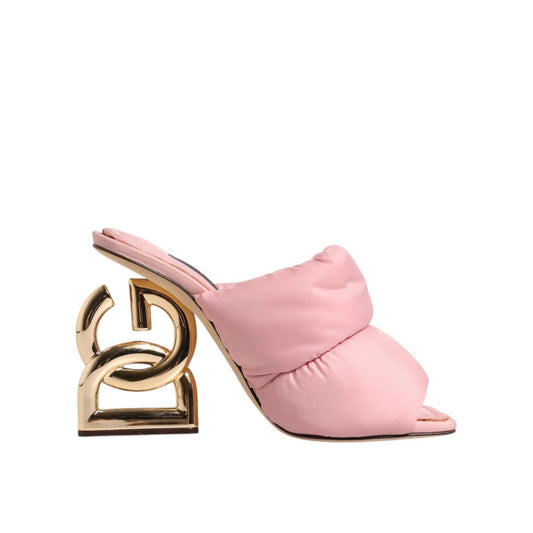 Dolce & Gabbana Pink Quilted DG Heel Slide Sandals Shoes