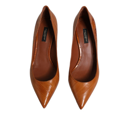 Dolce & Gabbana Brown Leather Kitten Heels Pumps Shoes