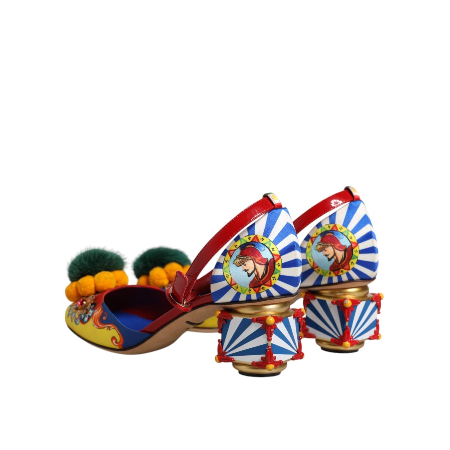Dolce & Gabbana Multicolor Carretto Crystal Fur Sandals Shoes