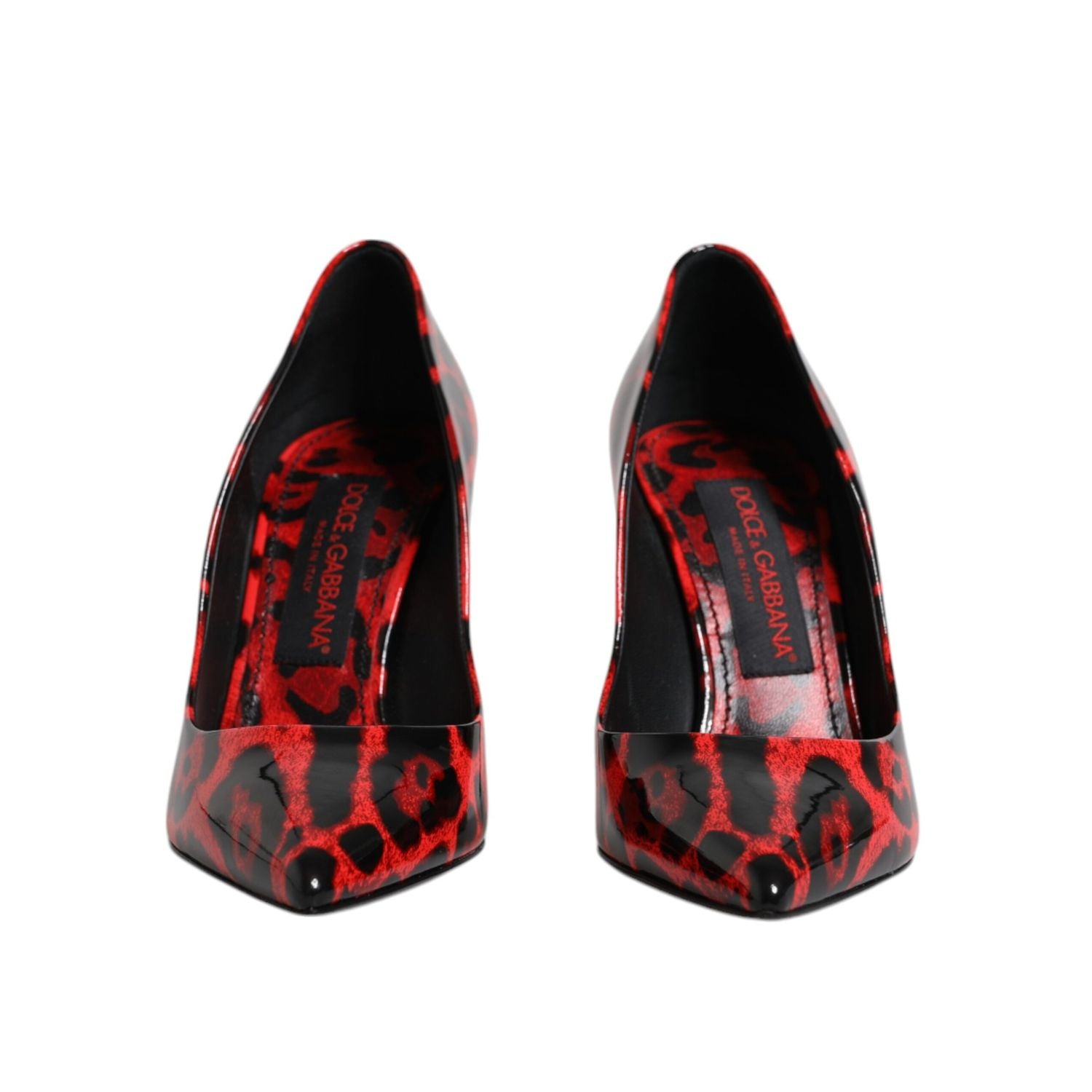 Dolce & Gabbana Red Leopard Leather Stiletto High Heels Pumps Shoes