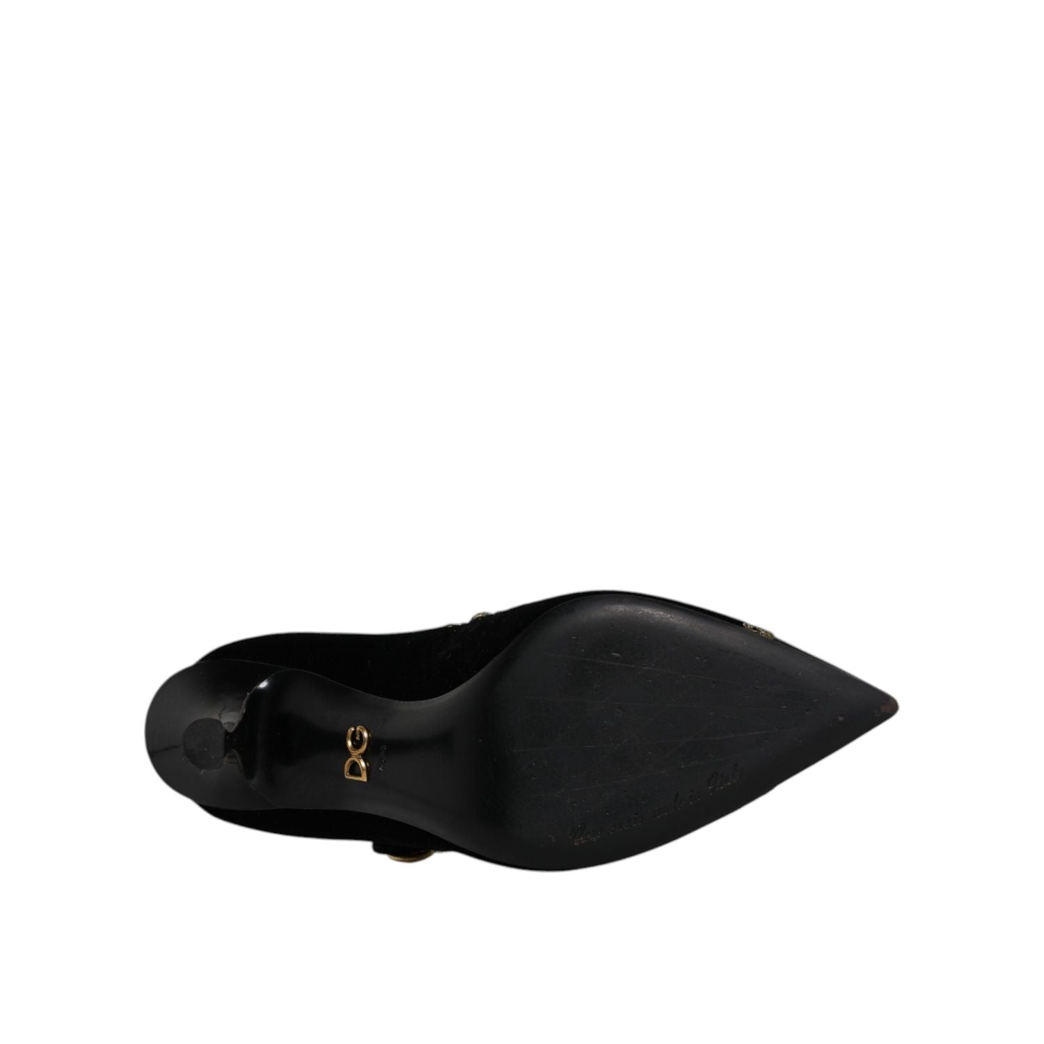 Dolce & Gabbana Black Velvet Gold Mary Janes Pumps Shoes