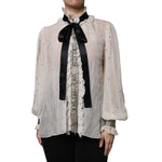 Dolce & Gabbana Off White Silk Blend Ascot Collar Blouse Top TSH86769-40