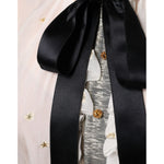 Dolce & Gabbana Off White Silk Blend Ascot Collar Blouse Top TSH86769-40