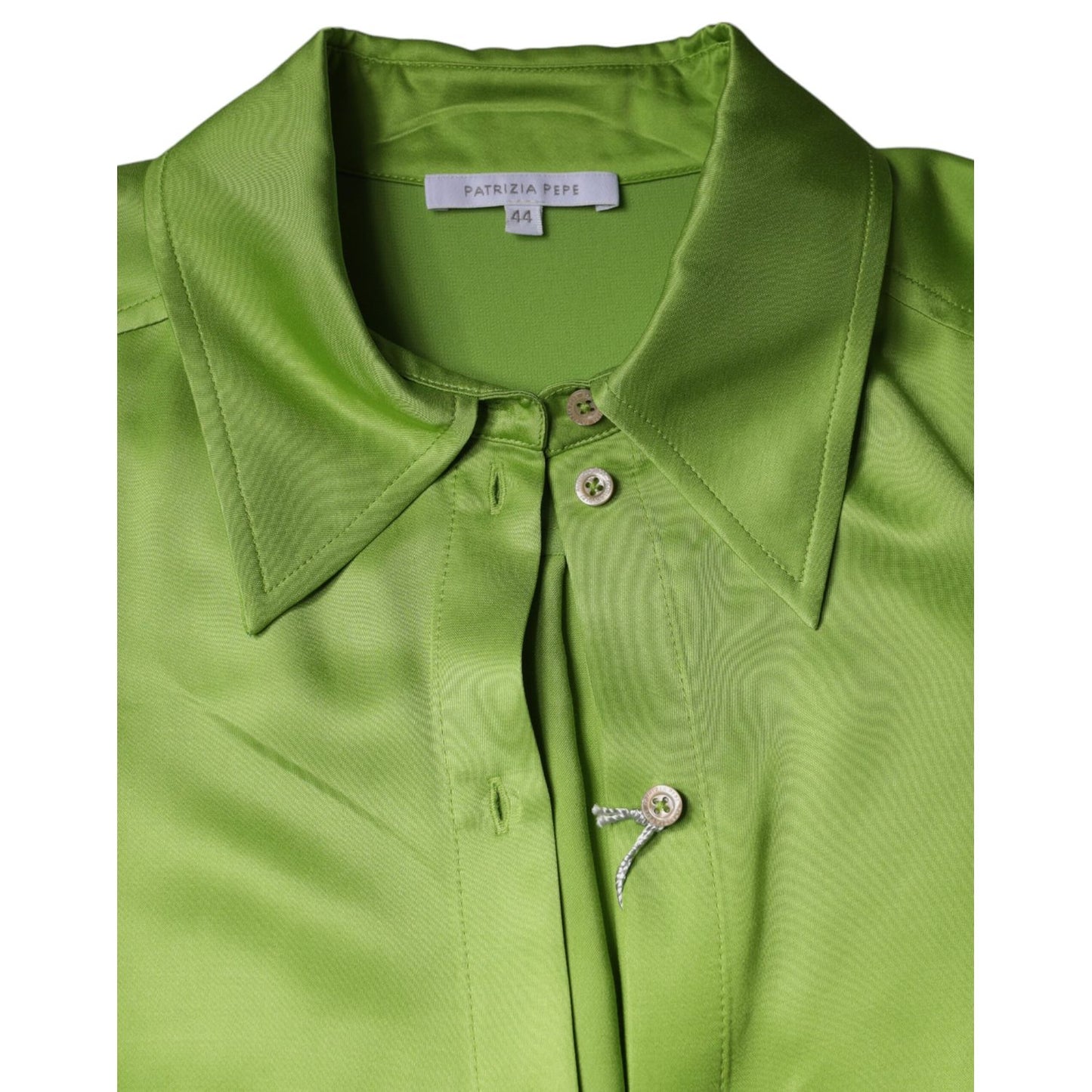 Patrizia Pepe Green Viscose Long Sleeves Collared Blouse Top