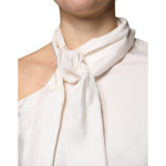 Brunello Cucinelli Beige Silk Ascot Collared Long Sleeves Top TSH86781-40