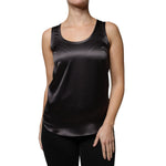Brunello Cucinelli Black Silk Blend Sleeveless Tank Top TSH86789-38