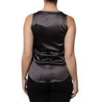 Brunello Cucinelli Black Silk Blend Sleeveless Tank Top TSH86789-38