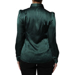Dolce & Gabbana Dark Green Silk Button Down Long Sleeves Blouse Top TSH86790-40