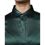 Dolce & Gabbana Dark Green Silk Button Down Long Sleeves Blouse Top TSH86790-40