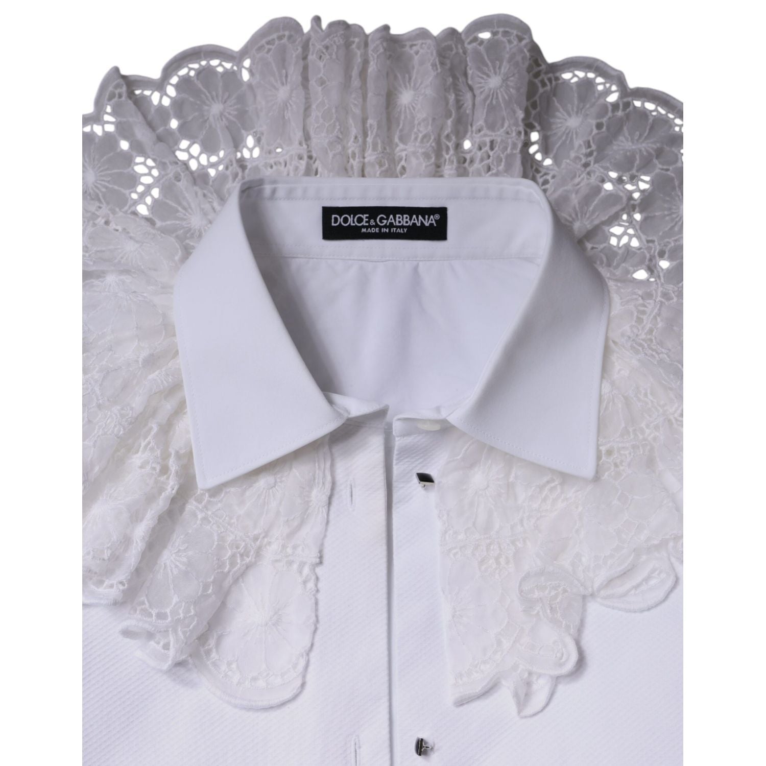 Dolce & Gabbana White Cotton Poplin Shirt Dress Blouse Top