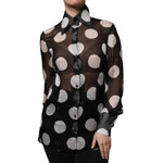 Dolce & Gabbana Black White Polka Dots Silk Long Sleeves Top TSH86801-42