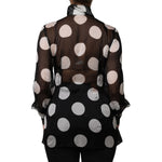 Dolce & Gabbana Black White Polka Dots Silk Long Sleeves Top TSH86801-42