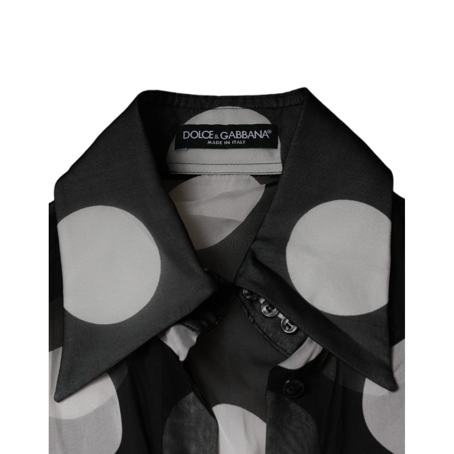 Dolce & Gabbana Black White Polka Dots Silk Long Sleeves Top TSH86801-42