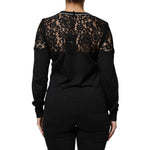 Dolce & Gabbana Black Floral Lace Silk Pullover Blouse Top TSH86804-42