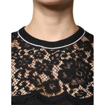 Dolce & Gabbana Black Floral Lace Silk Pullover Blouse Top TSH86804-42