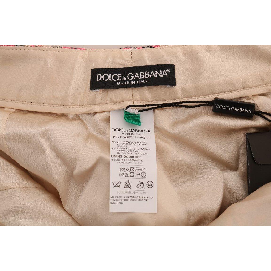 Dolce & Gabbana Pink Floral Brocade Capri Pants