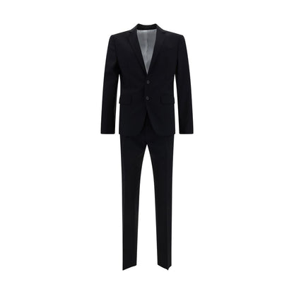 Dsquared² Blue Fleece Wool Two-Piece Suit, classic wool blazer and trousers outfit on white background