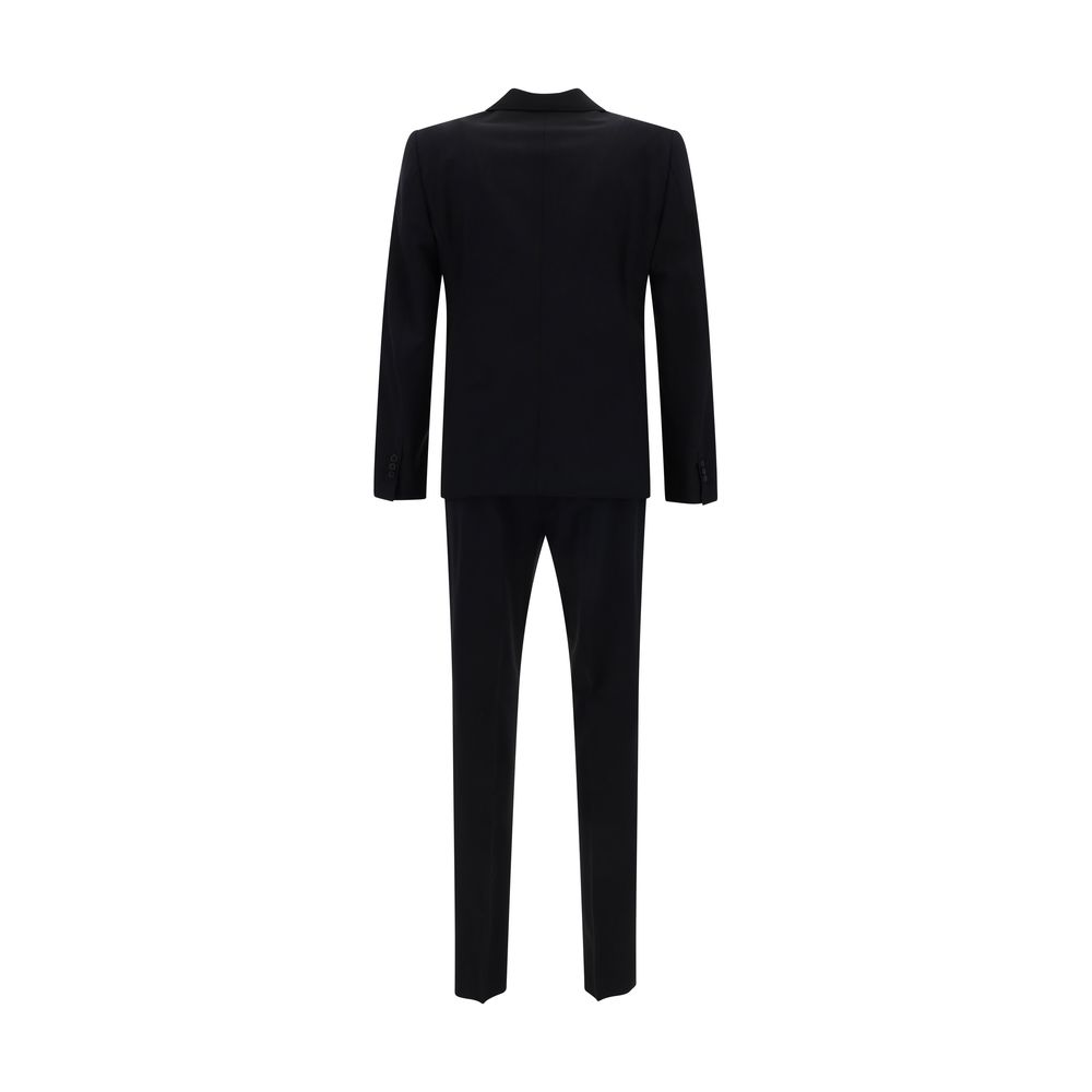 Back view of Dsquared² Blue Fleece Wool Two-Piece Suit showing jacket and trousers in pure wool.