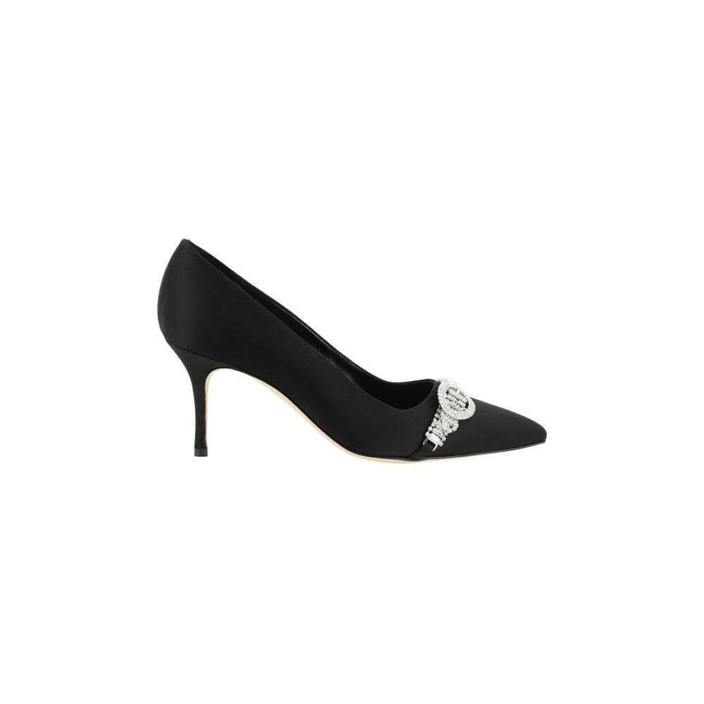 Manolo Blahnik Black Asapump Satin Pumps