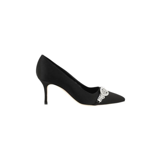 Manolo Blahnik Black Asapump Satin Pumps
