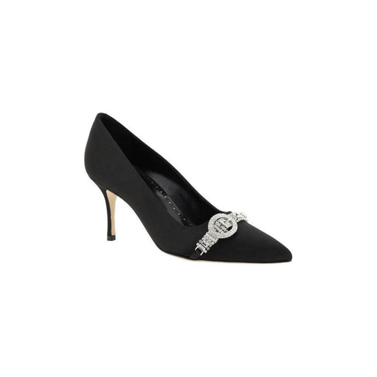 Manolo Blahnik Black Asapump Satin Pumps