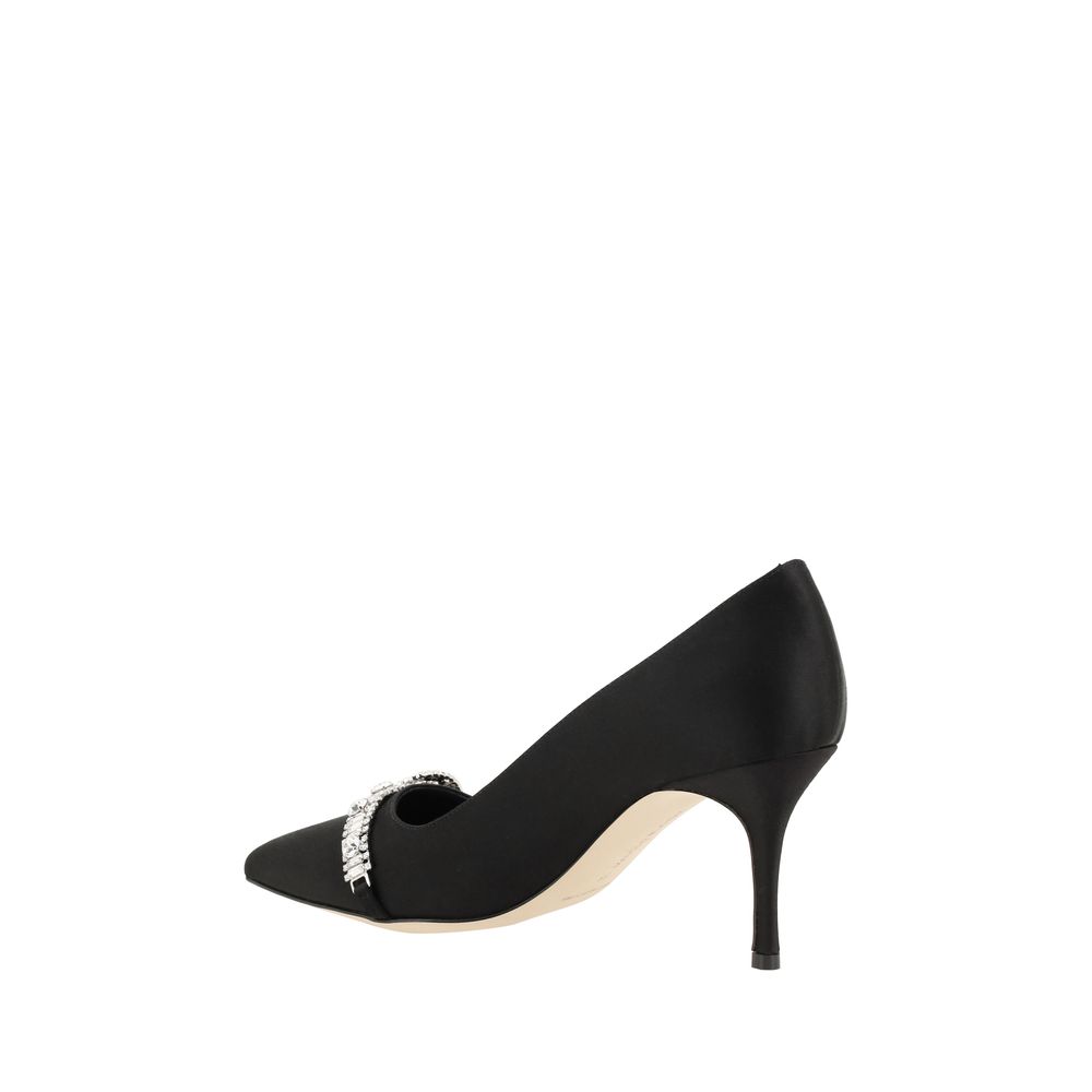 Manolo Blahnik Black Asapump Satin Pumps